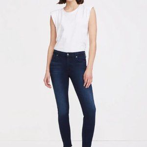 7 For All Mankind Slim Illusion Ankle Skinny Mid-Rise in Twilight Blue